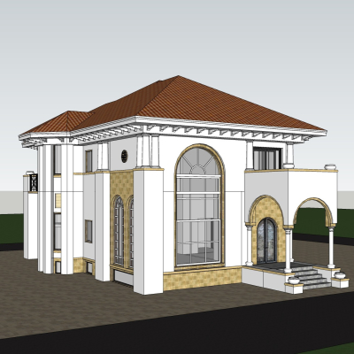 欧式别墅外观免费su模型(1)