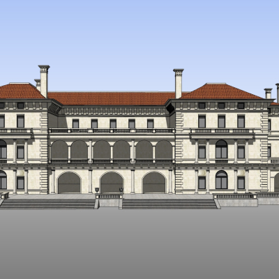 欧式别墅外观免费su模型(1)