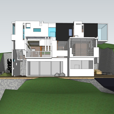 现代山地别墅免费su模型(1)