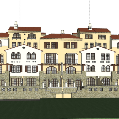 法式连排别墅免费su模型(1)