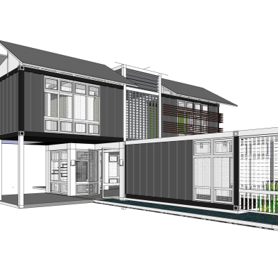 工业风集装箱住宅免费su模型(1)
