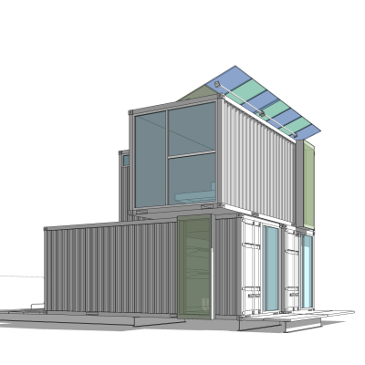 工业风集装箱住宅免费su模型(1)