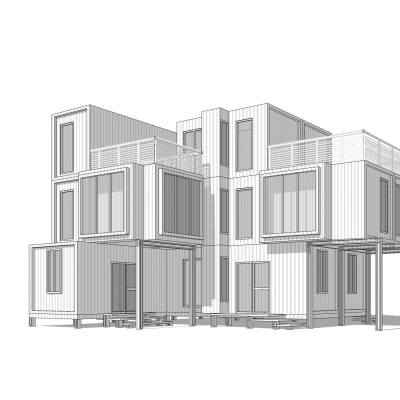 工业风集装箱住宅免费su模型(1)