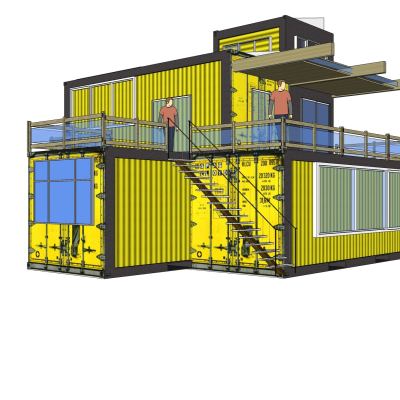 工业风集装箱住宅免费su模型(1)