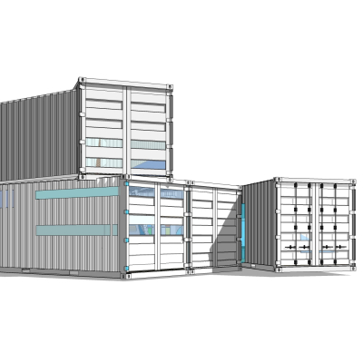 工业风集装箱住宅免费su模型(1)