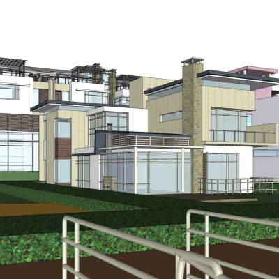 现代连排别墅免费su模型(1)