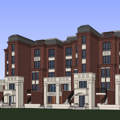 新古典连排别墅免费su模型(1)