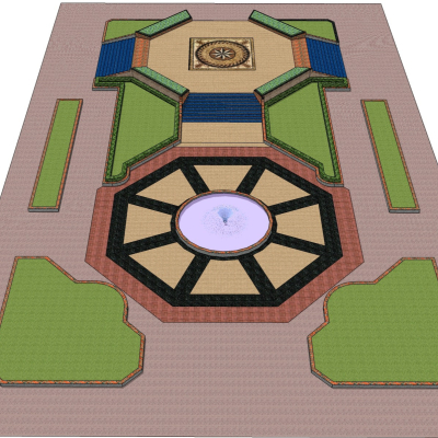 现代公园喷泉免费su模型(1)