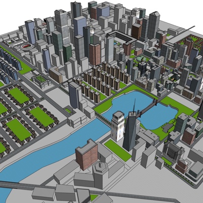 现代城市规划免费su模型(1)