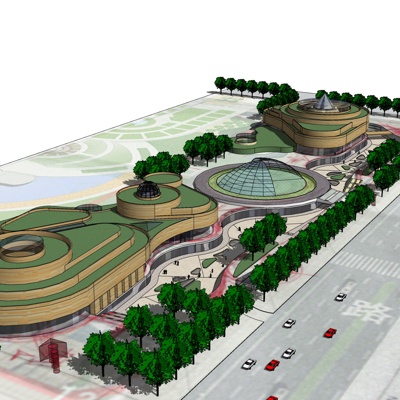 现代城市建筑鸟瞰免费su模型(1)