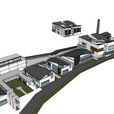 中式工业区规划免费su模型(1)