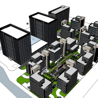 现代高层住宅规划免费su模型(1)