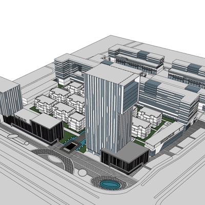 现代工业区规划免费su模型