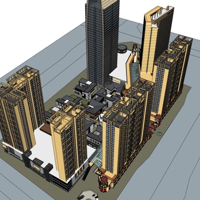 欧式高层小区规划免费su模型(1)