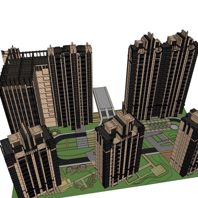 欧式高层小区规划免费su模型(1)