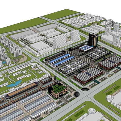 现代工业区规划免费su模型(1)