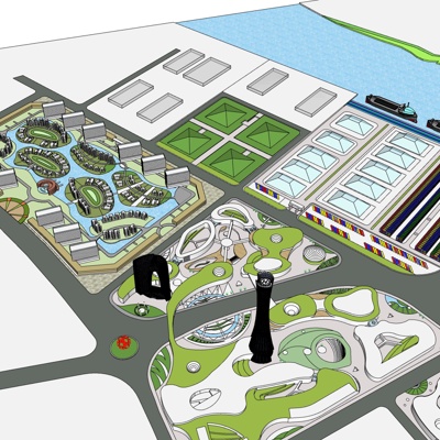 现代城市规划免费su模型(1)
