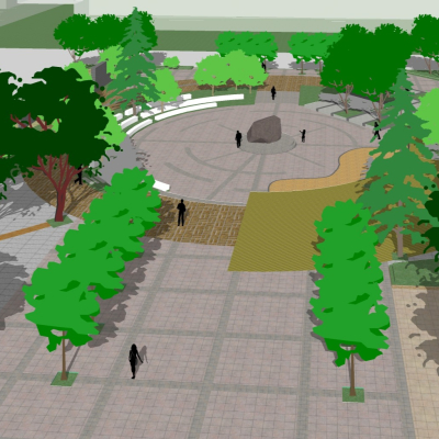 现代公园景观鸟瞰规划3d模型(1)