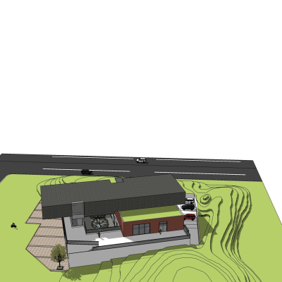 现代住宅鸟瞰规划免费su模型(1)