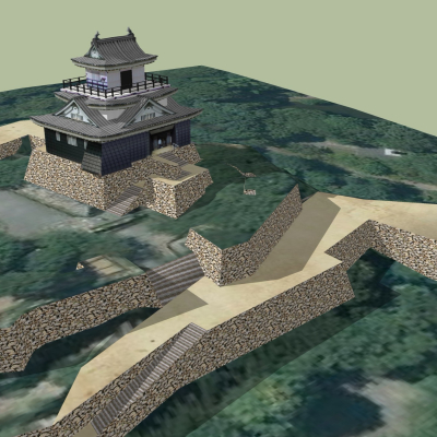 中式古建古庙鸟瞰规划免费su模型(1)