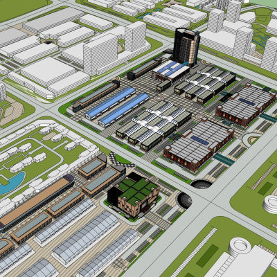 现代商业区规划免费su模型(1)