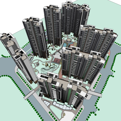 现代小区规划免费su模型(1)