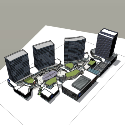 现代建筑规划免费su模型(1)