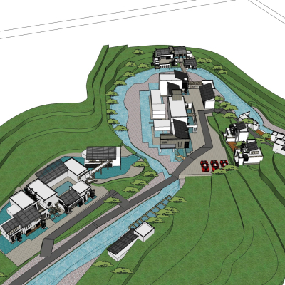 新中式小区规划免费su模型(1)