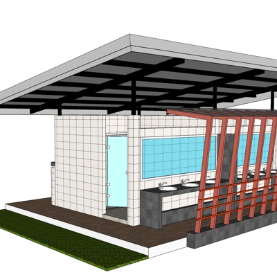 现代公厕外观免费su模型(1)