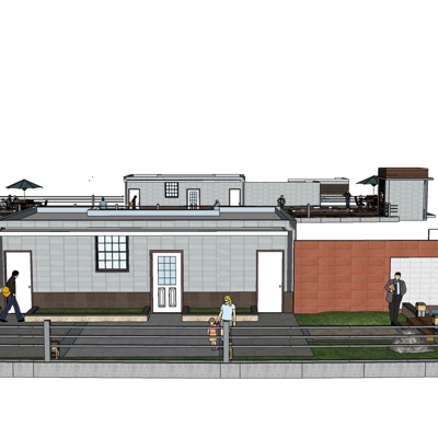现代沿街商业建筑免费su模型(1)