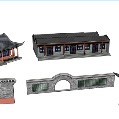 中式古建阁楼免费su模型(1)