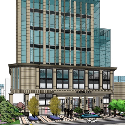 现代酒店外观免费su模型(1)