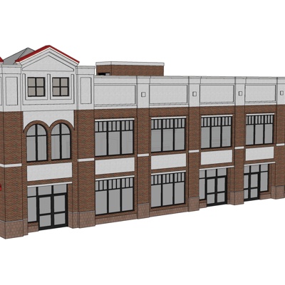 现代沿街商业建筑免费su模型(1)