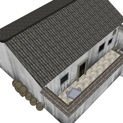 新中式房屋建筑外观免费su模型(1)