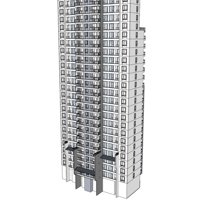 新中式高层公寓楼免费su模型(1)