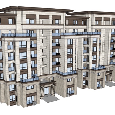 新古典公寓楼免费su模型(1)