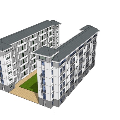 新中式教学楼免费su模型(1)