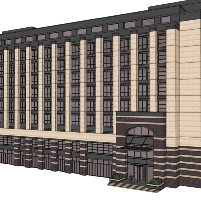 新古典酒店外观免费su模型