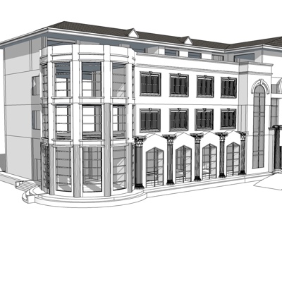 欧式酒店外观免费su模型(1)