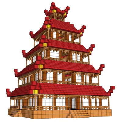 新中式塔楼建筑外观免费su模型(1)