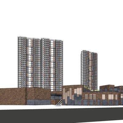 现代高层住宅免费su模型(1)