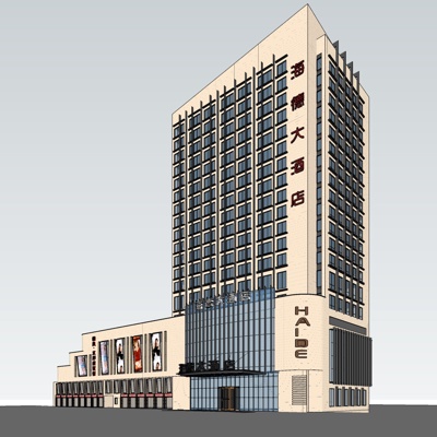 现代酒店外观免费su模型(1)
