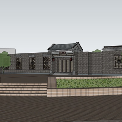 中式古建饭店免费su模型(1)