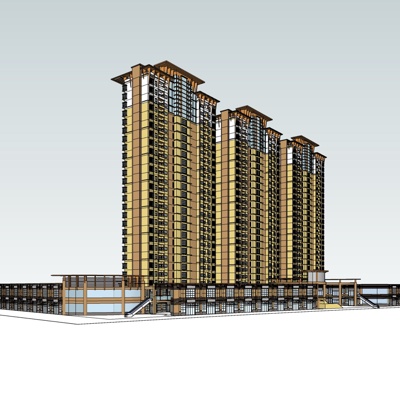 现代商住综合楼免费su模型(1)