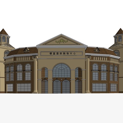 欧式沿街商业建筑免费su模型(1)