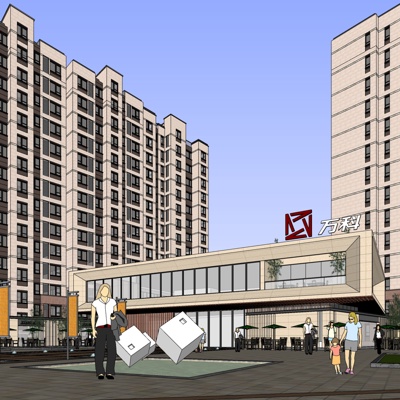 现代高层住宅免费su模型(1)
