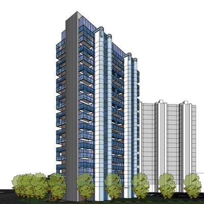 现代高层住宅免费su模型(1)