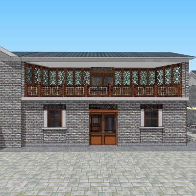 中式古建民房免费su模型(1)