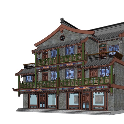 中式古建民房免费su模型(1)