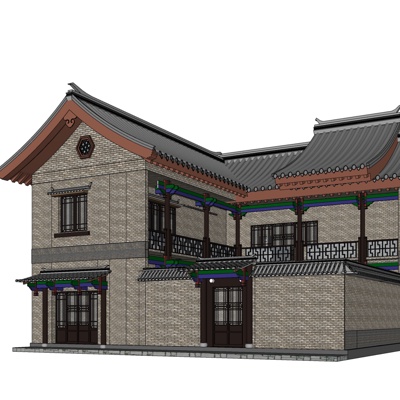 中式古建民房免费su模型(1)